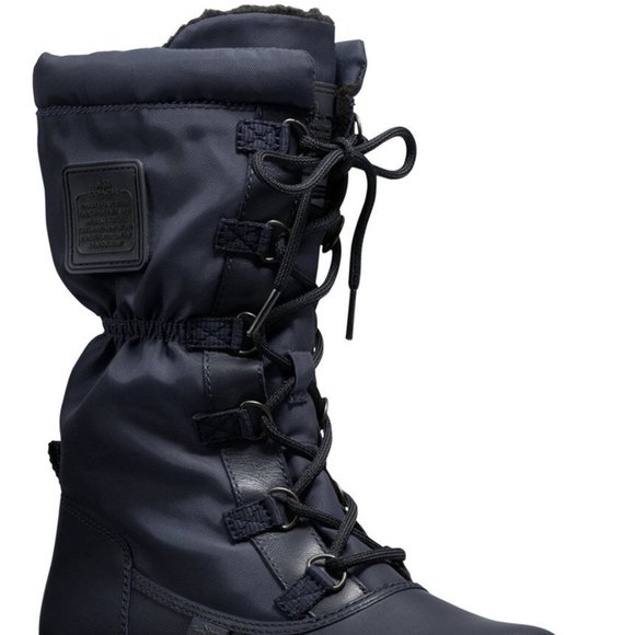 Coach Sage Black Lace Up Mid Calf Snow Cold Weather Boots Shoes Flats 6 NEW - Picture 2 of 4